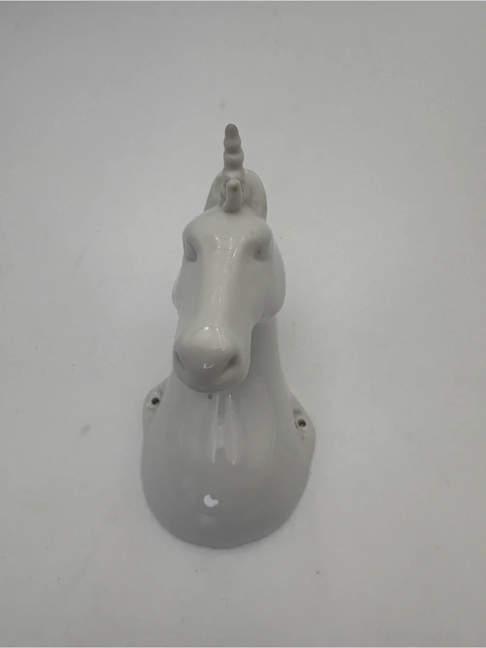 White Glazed Ceramic Unicorn Hook